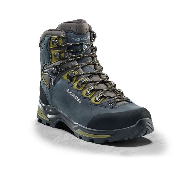 LOWA Boots Men's Camino Evo GTX-Steel Blue/Kiwi - Click Image to Close