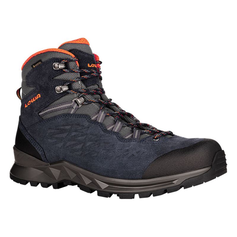 LOWA Boots Men's LOWA Explorer II GTX Mid-Navy/Orange - Click Image to Close