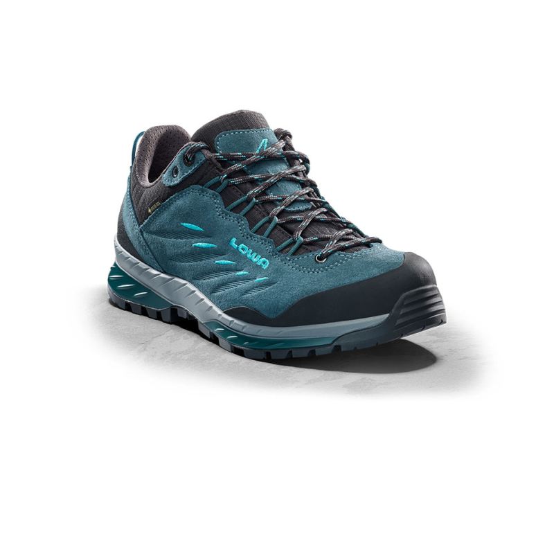 LOWA Boots Women's Delago GTX Lo Ws-Petrol/Aquamarine - Click Image to Close