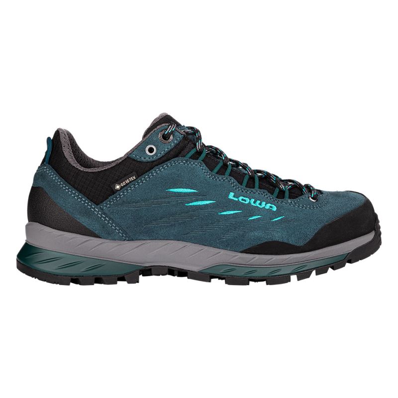 LOWA Boots Women's Delago GTX Lo Ws-Petrol/Aquamarine - Click Image to Close