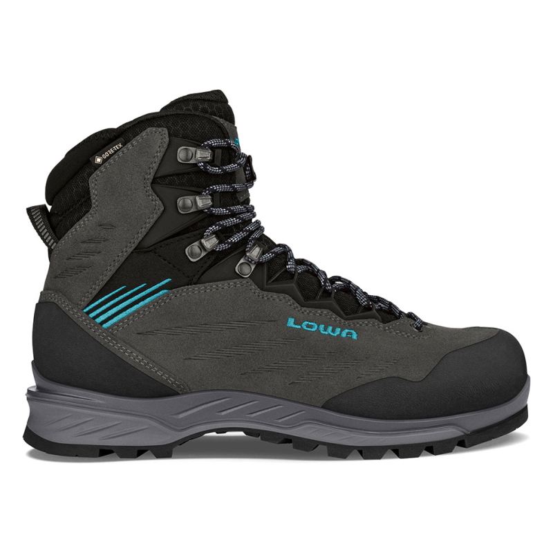 LOWA Boots Women's Cadin II GTX Mid Ws-Anthracite/Aquamarine - Click Image to Close