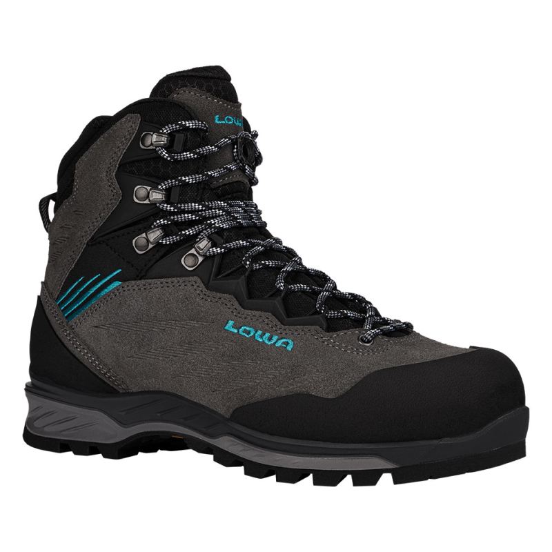 LOWA Boots Women's Cadin II GTX Mid Ws-Anthracite/Aquamarine - Click Image to Close