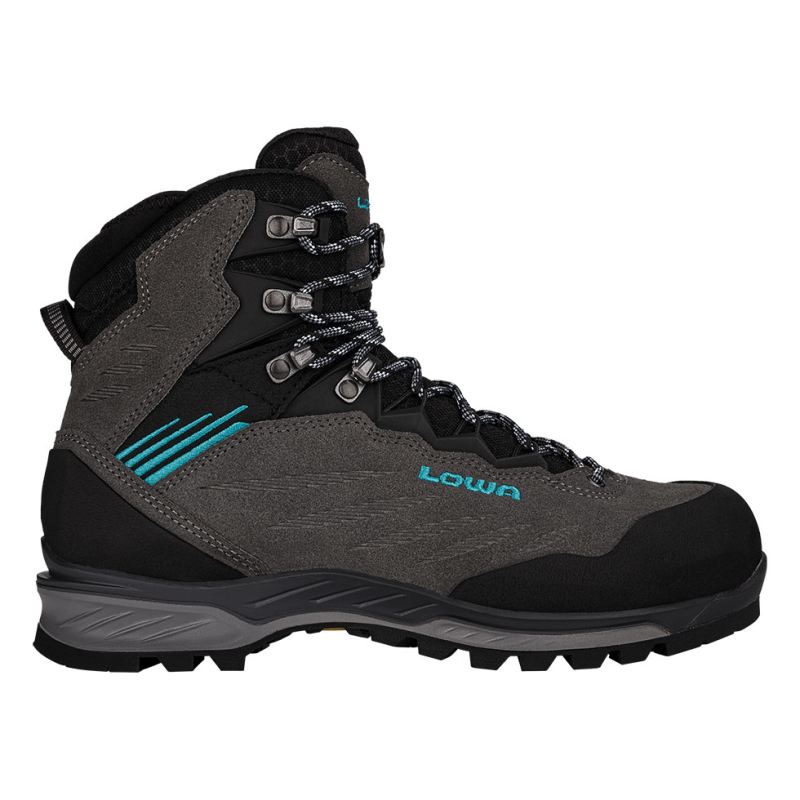 LOWA Boots Women's Cadin II GTX Mid Ws-Anthracite/Aquamarine - Click Image to Close