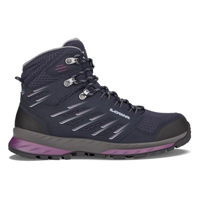 LOWA Boots Women's Trek Evo GTX Mid Ws-Navy/Berry - Click Image to Close