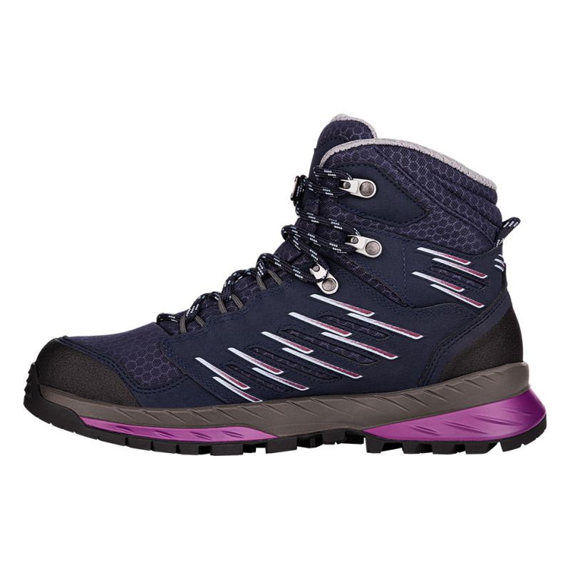 LOWA Boots Women's Trek Evo GTX Mid Ws-Navy/Berry - Click Image to Close