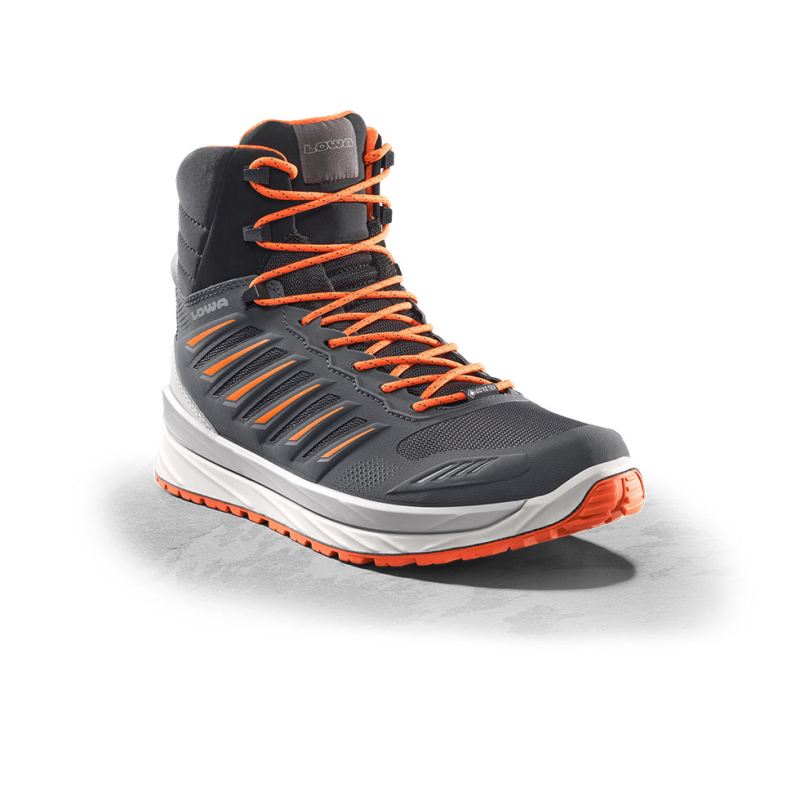 LOWA Boots Men's Axos GTX Mid-Graphite/Flame