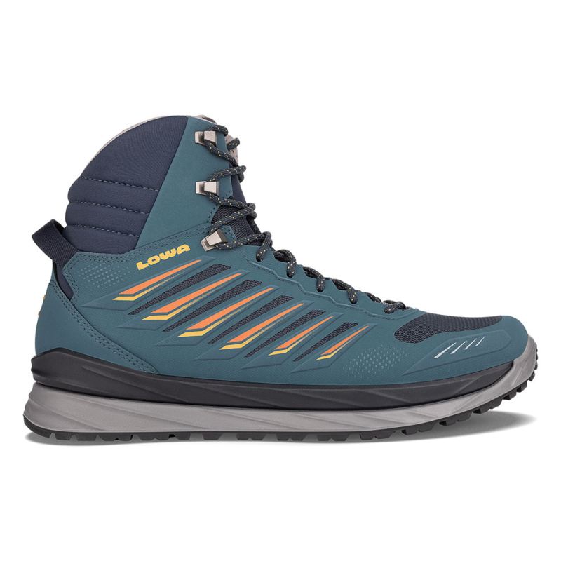 LOWA Boots Men's Axos GTX Mid-Steel Blue/Orange