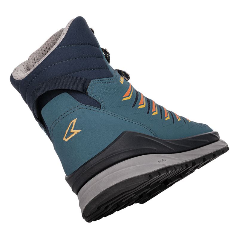 LOWA Boots Men's Axos GTX Mid-Steel Blue/Orange