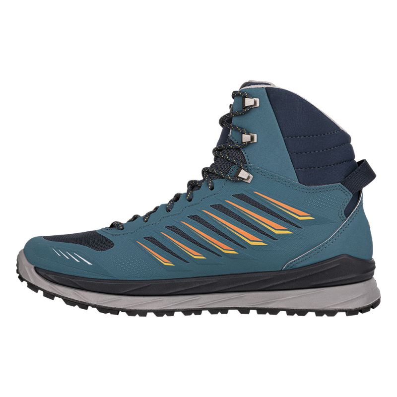 LOWA Boots Men's Axos GTX Mid-Steel Blue/Orange