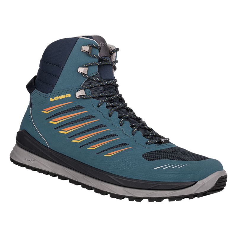 LOWA Boots Men's Axos GTX Mid-Steel Blue/Orange