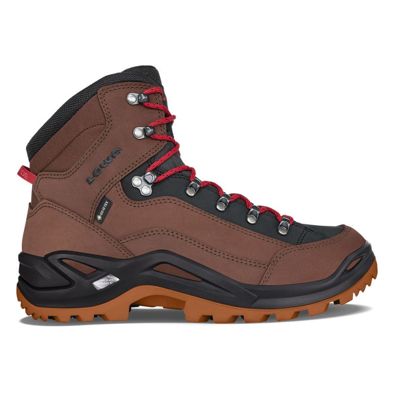 LOWA Boots Men's Renegade GTX Mid-Mahogany/Red