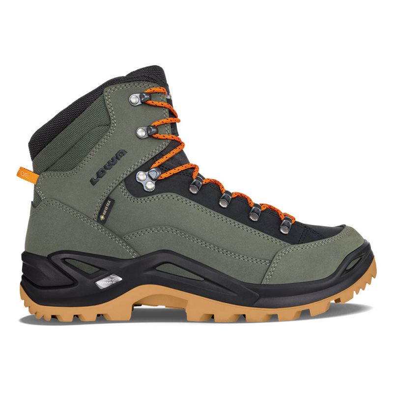 LOWA Boots Men's Renegade GTX Mid-Forest/Orange - Click Image to Close