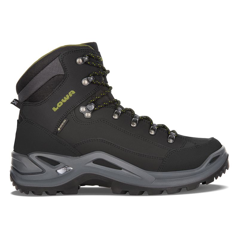 LOWA Boots Men's Renegade GTX Mid-Black/Olive - Click Image to Close