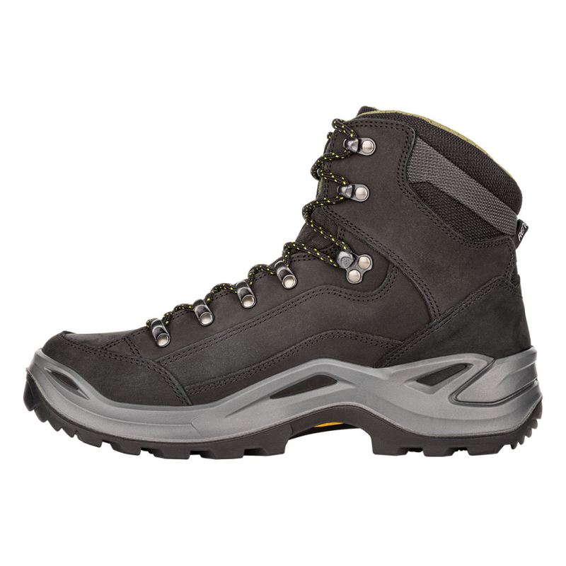 LOWA Boots Men's Renegade GTX Mid-Black/Olive - Click Image to Close