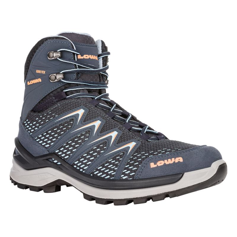 LOWA Boots Women's Innox Pro GTX Mid Ws-Steel Blue/Salmon