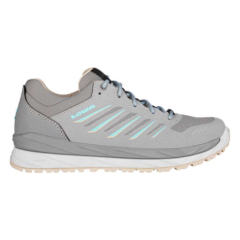 LOWA Boots Women's Axos GTX Lo Ws-Light Grey/Aquamarine