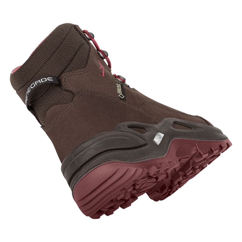 LOWA Boots Women's Renegade GTX Mid Ws-Espresso/Berry - Click Image to Close