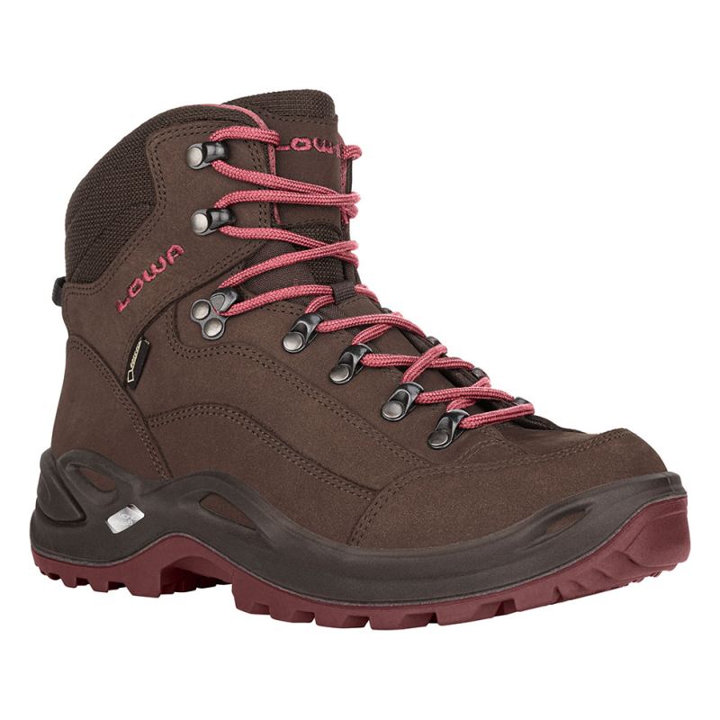 LOWA Boots Women's Renegade GTX Mid Ws-Espresso/Berry - Click Image to Close