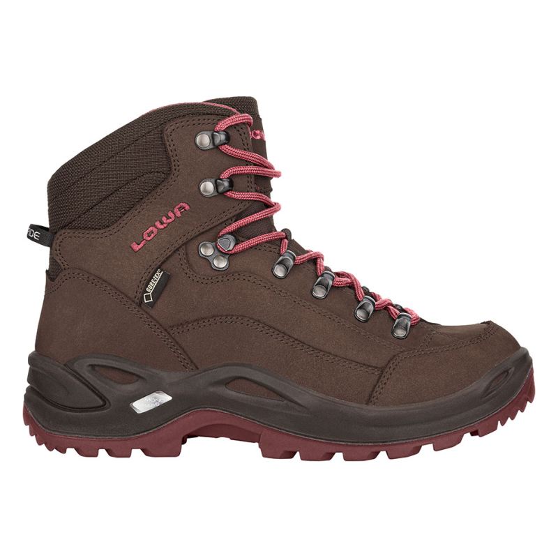 LOWA Boots Women's Renegade GTX Mid Ws-Espresso/Berry - Click Image to Close