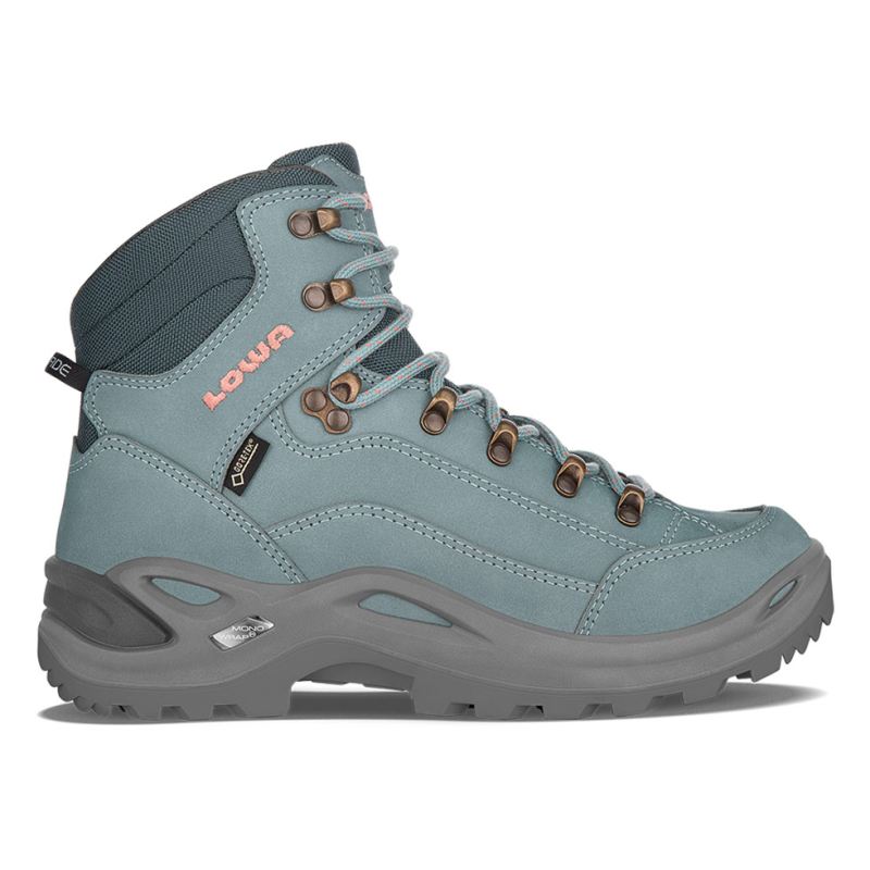 LOWA Boots Women's Renegade GTX Mid Ws-Ice Blue/Salmon - Click Image to Close