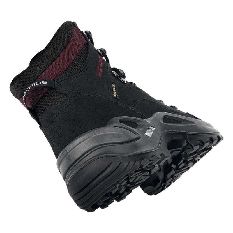 LOWA Boots Women's Renegade GTX Mid Ws-Black/Burgundy