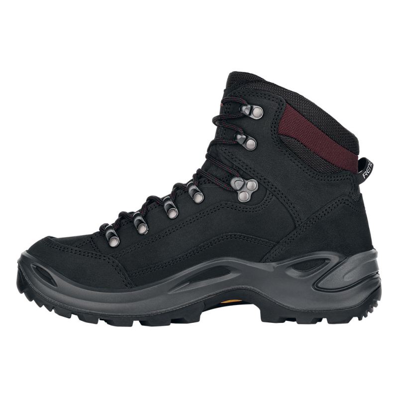 LOWA Boots Women's Renegade GTX Mid Ws-Black/Burgundy