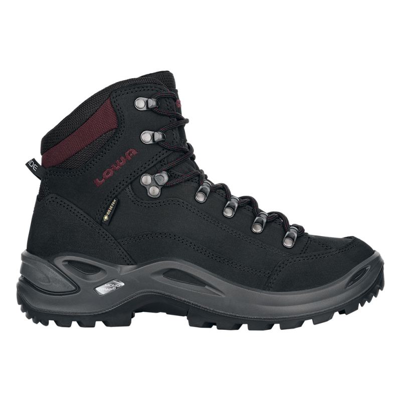 LOWA Boots Women's Renegade GTX Mid Ws-Black/Burgundy - Click Image to Close