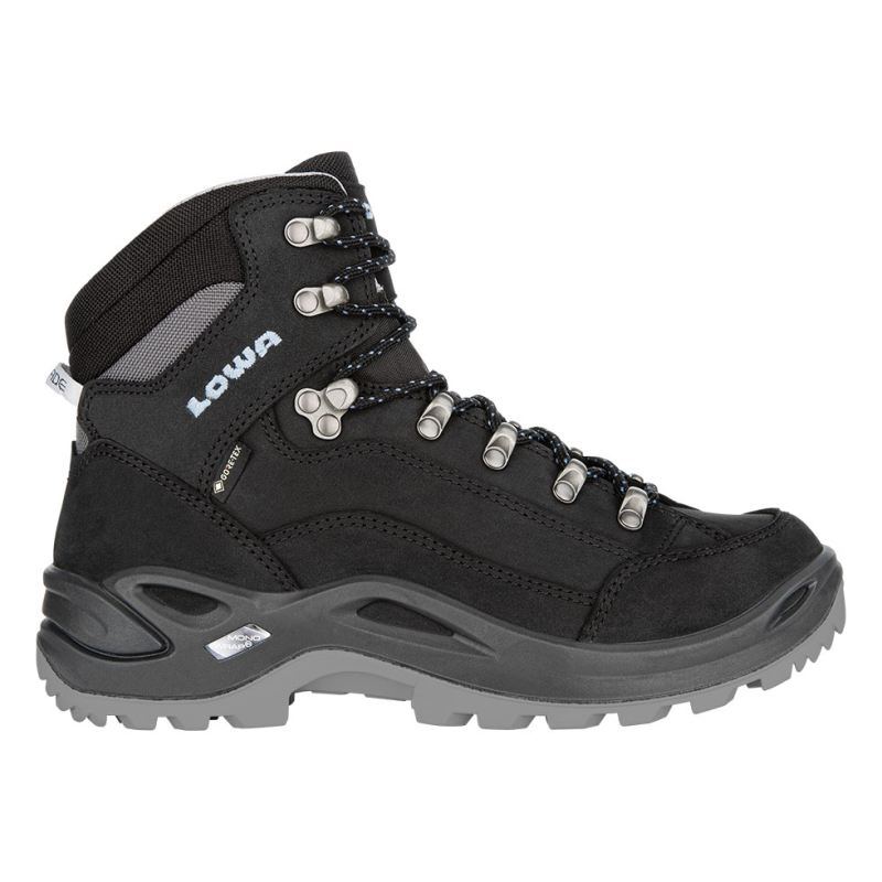 LOWA Boots Women's Renegade GTX Mid Ws-Black/Ice Blue - Click Image to Close