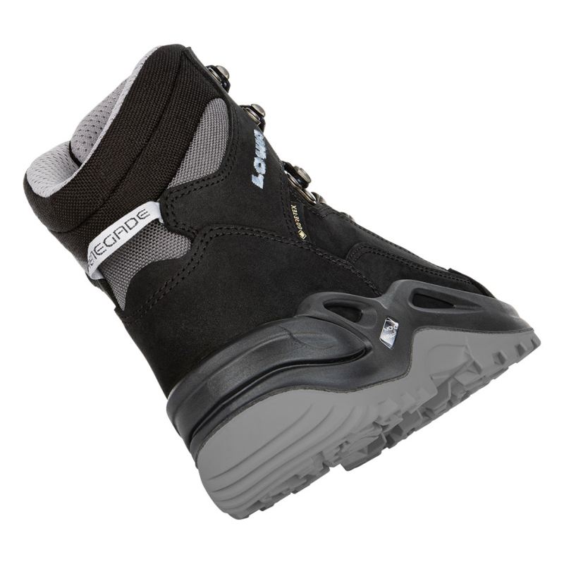 LOWA Boots Women's Renegade GTX Mid Ws-Black/Ice Blue - Click Image to Close