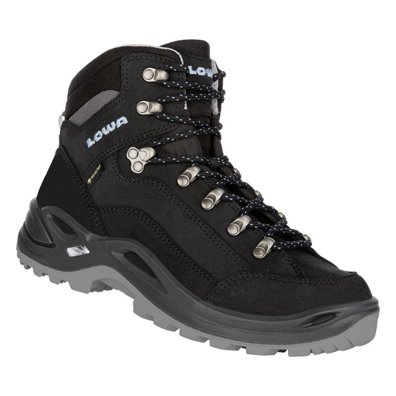 LOWA Boots Women's Renegade GTX Mid Ws-Black/Ice Blue - Click Image to Close