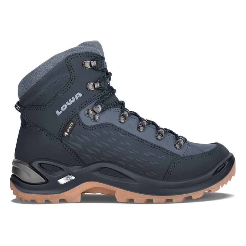 LOWA Boots Women's Renegade Warm GTX Mid Ws-Navy/Ice Blue - Click Image to Close